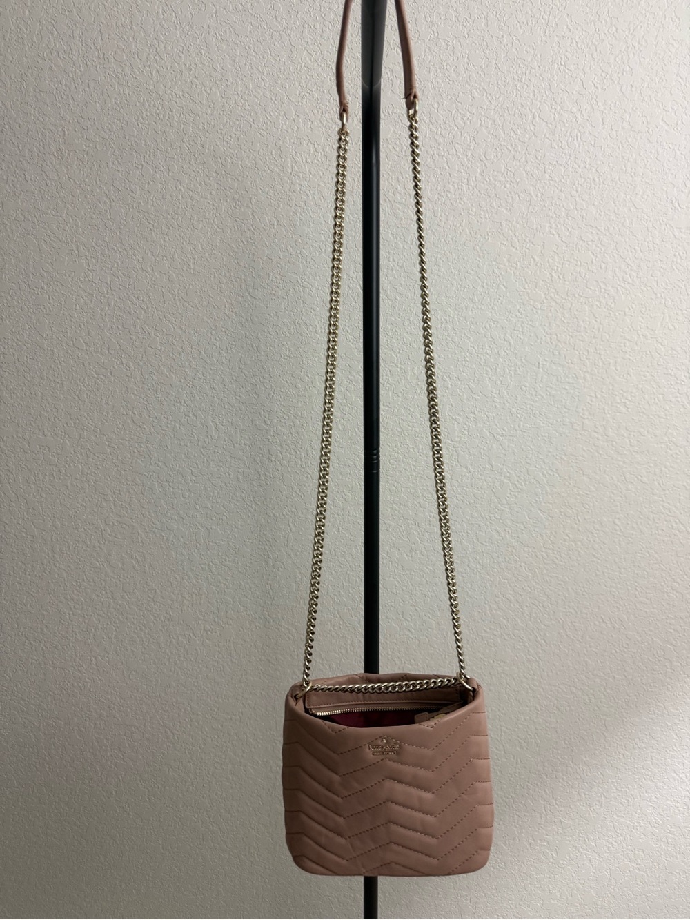 kate spade Blush Quilted Crossbody Bag with Gold Chain Strap